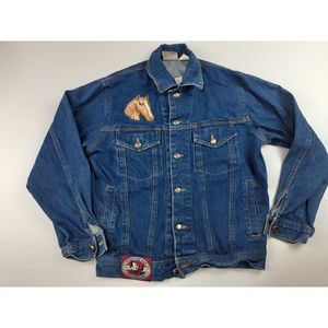 VTG 80S FLIX DENIM EMBROIDERED JEAN JACKET STAINED